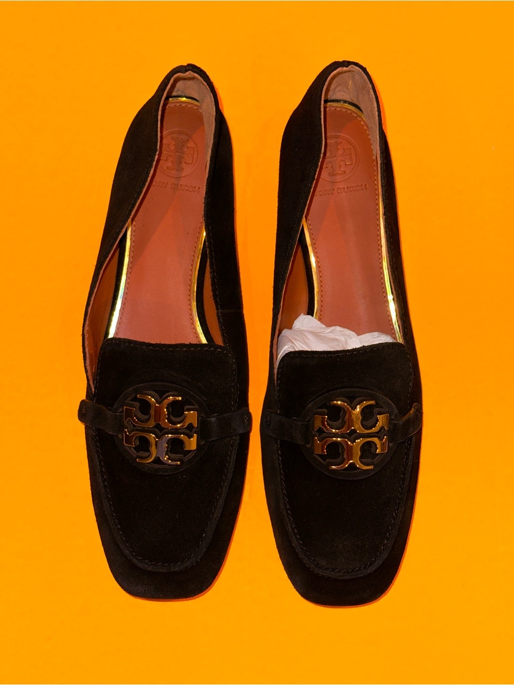 Tory Burch Miller Black Suede Loafers w/Gold Accent Size 8 M Slip-On - Picture 8 of 8